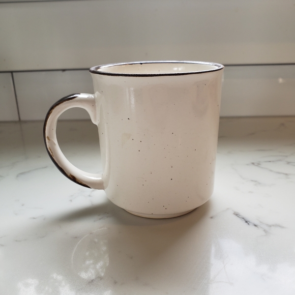 Vintage stoneware Canada loon sunset scenery mug tan brown speckled handmade - Picture 6 of 10
